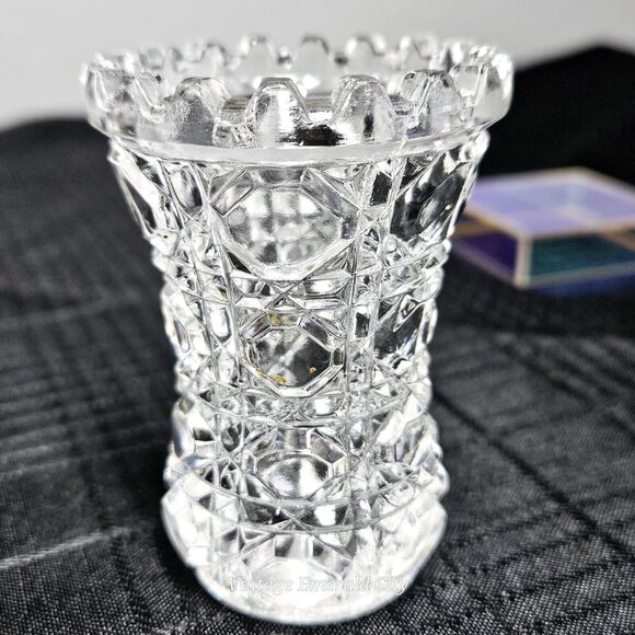 Vtg Clear 1970's Anna hütte 24% Lead Crystal Toothpick Mini Vase West Germany - Picture 12 of 13